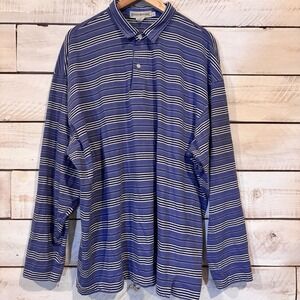 Banan Republic Long Sleeve Shirt Men's XL Blue Striped Polo